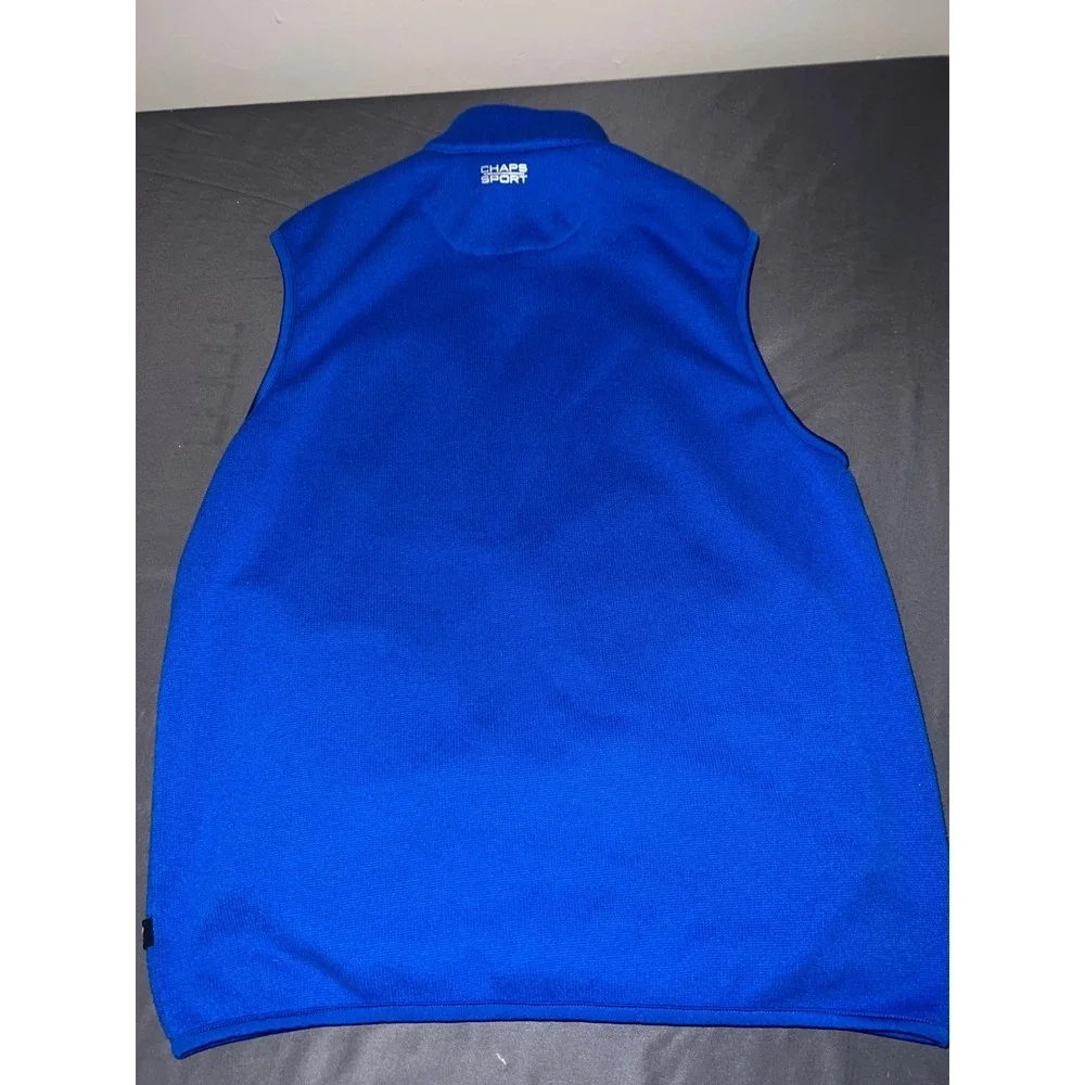 Chaps Sport Mens Royal Blue Full Zip Fleece Vest Mock Neck Size Medium